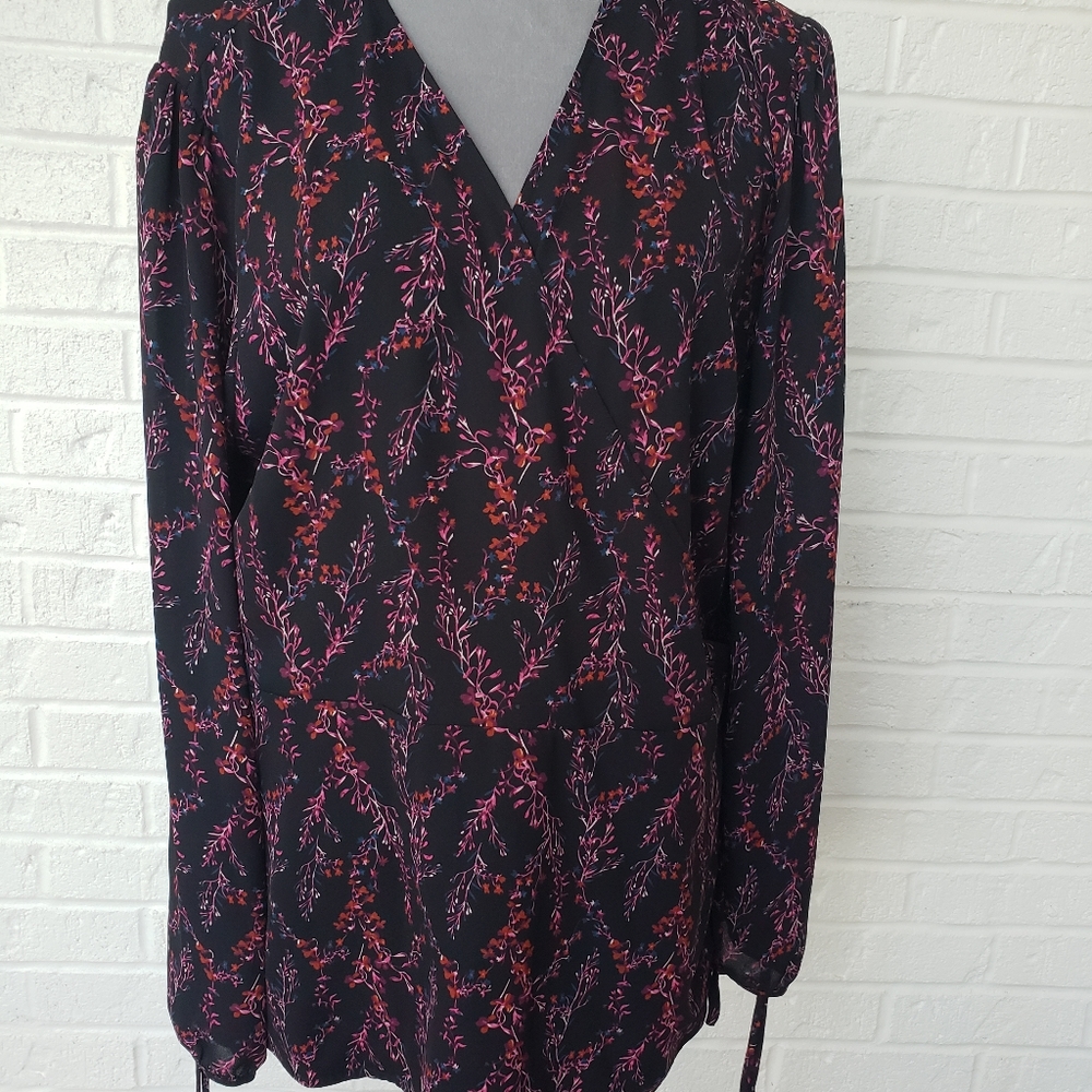 Pink and purple wrap blouse